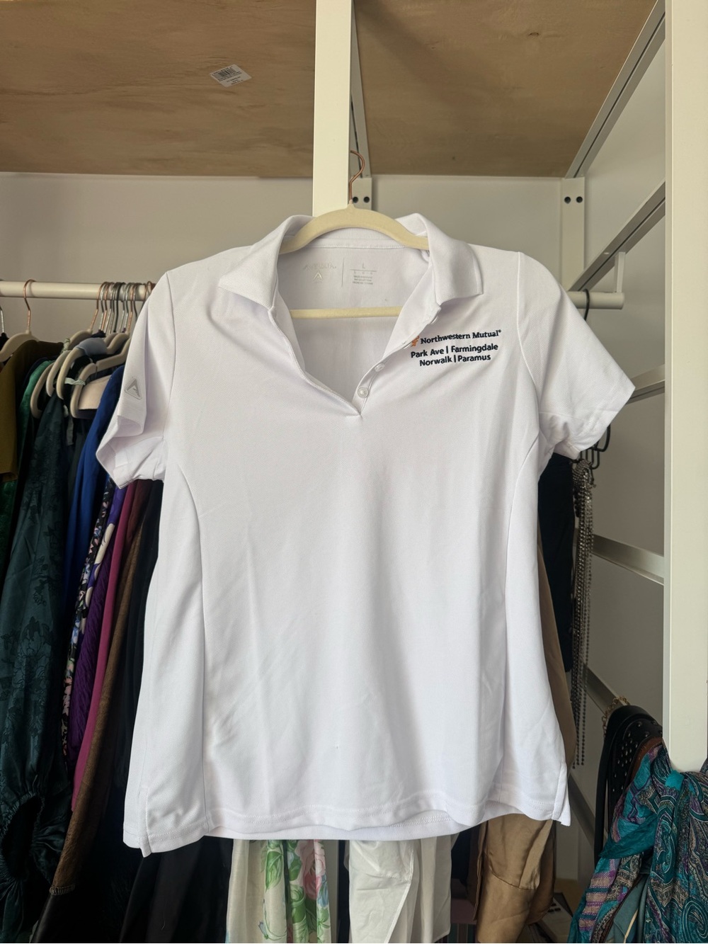 Antigua White Women's Short Sleeve Polo Large